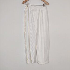 Women's Wide Leg Pants Size XS White Pull On See Through Summer Boho Bohemian